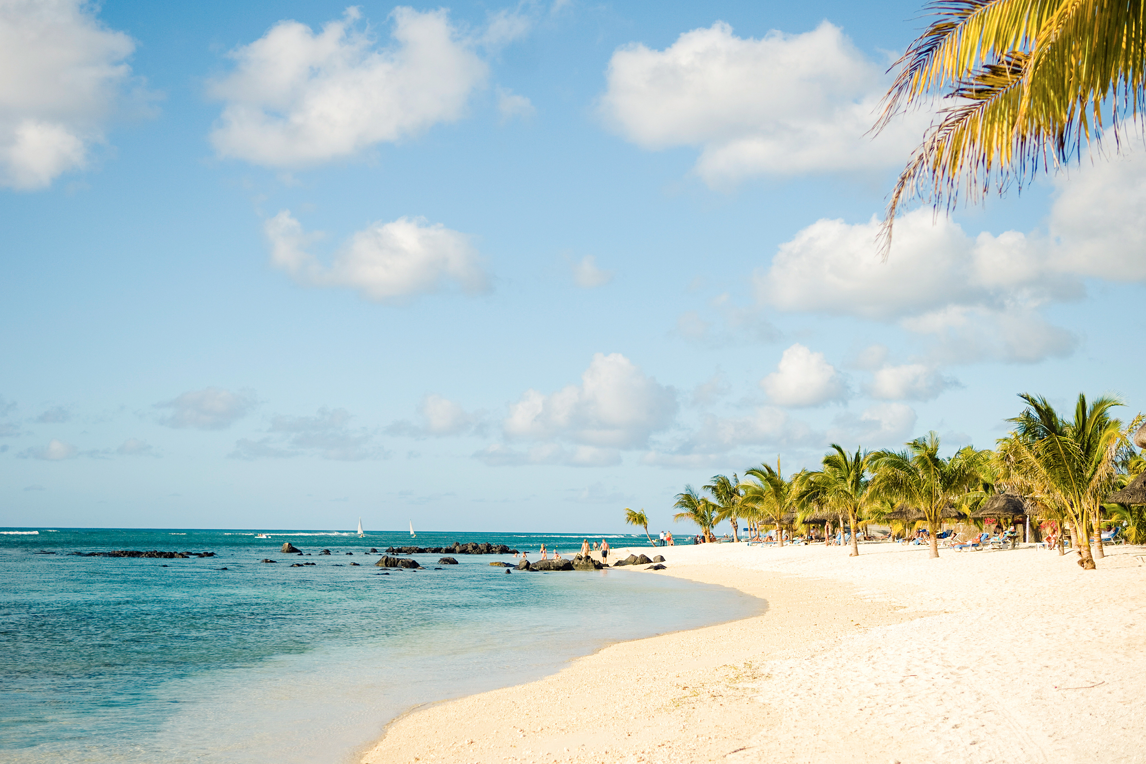 Stranden vid Le Victoria Hotel på Mauritius